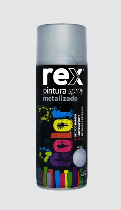 PINTURA SPRAY METALIZADO 400ML PLATA REX1