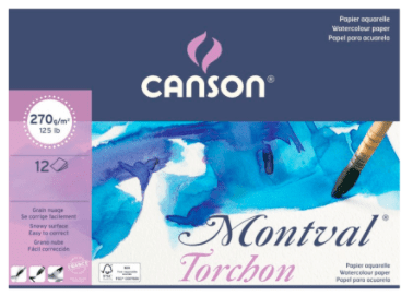 CANSON BLOCK MONTVAL ACUARELA TORCHON GRANO FINO TEXTURA NUBOSA 18X25 CMS1