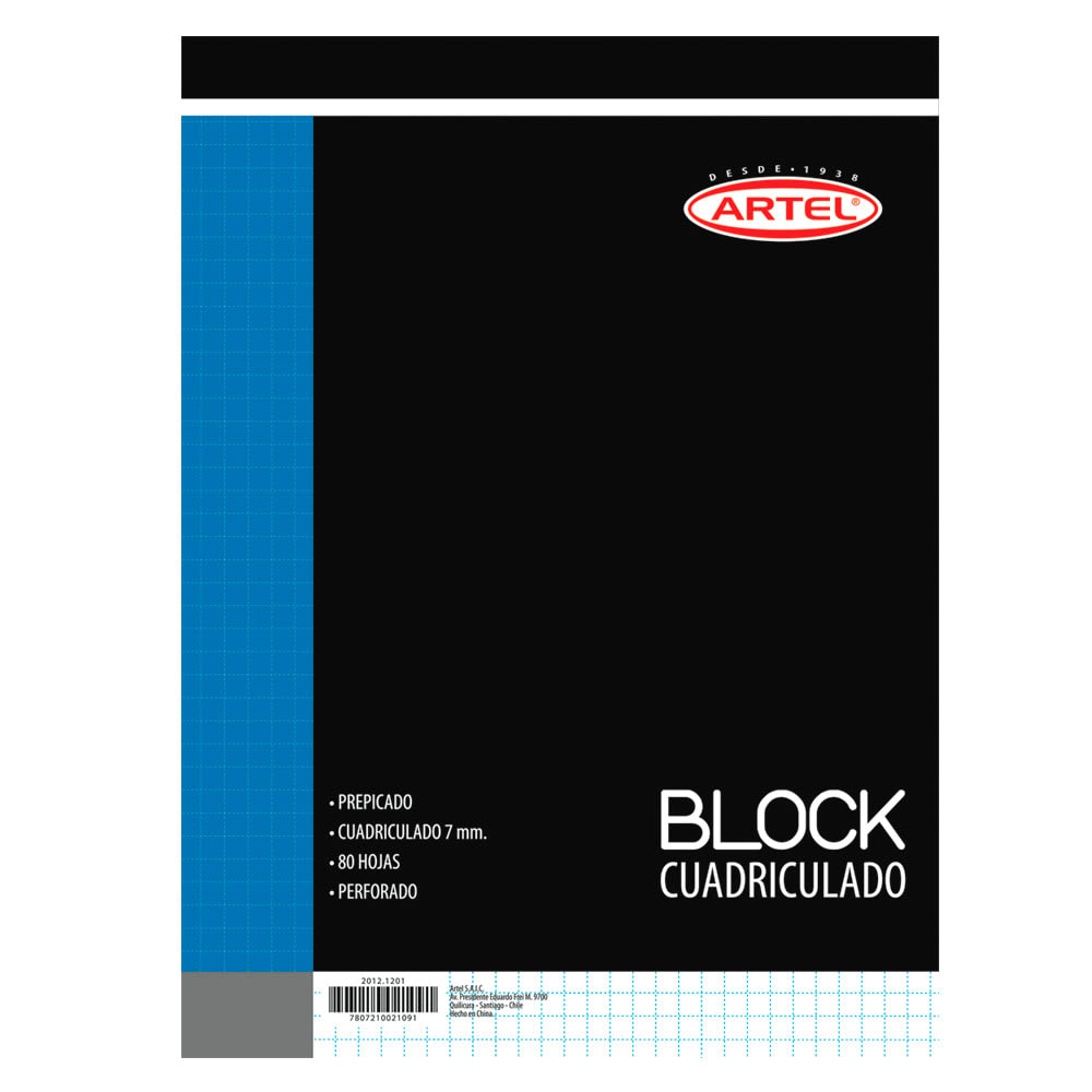 BLOCK CUADRICULADO PREPICADO 7MM OFICIO 80HJ ARTEL1