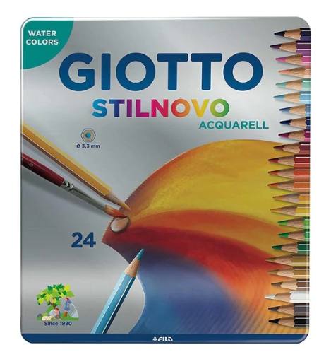 LÁPICES DE COLORES ACUARELABLES STILNOVO 24 COLORES (LATA) GIOTTO1