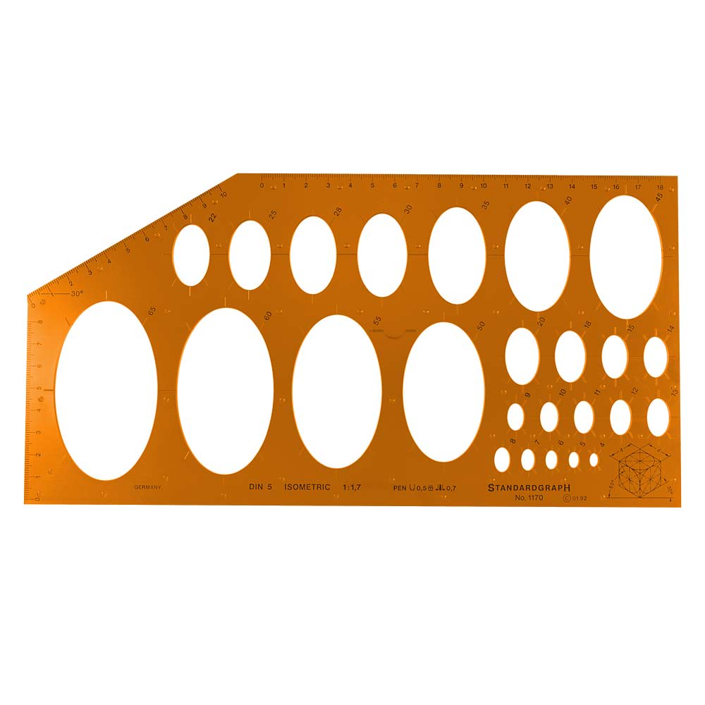 PLANTILLA DE ELIPSES ISOMÉTRICAS 1170 1:1.7 DE 4 A 65 MM STANDARDGRAPH1