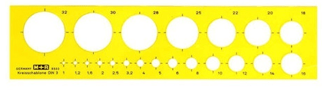PLANTILLA PLÁSTICA 45 CIRCULOS 1-36 MM M+R1