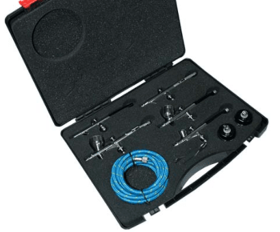SET 5 AEROGRAFOS PROFESIONALES METALICOS MAS ACCESORIOS1