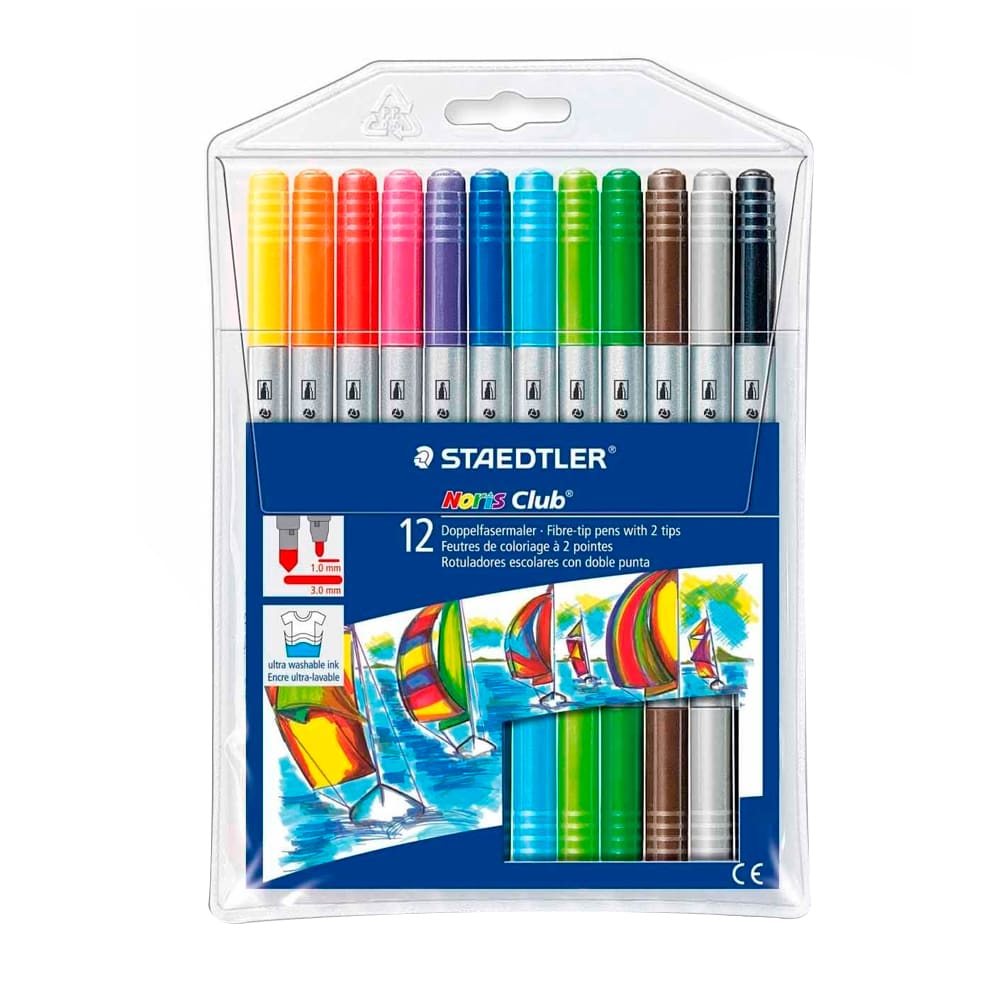ROTULADORES DE FIBRA CON DOBLE PUNTA NORIS (12UN) STAEDTLER1