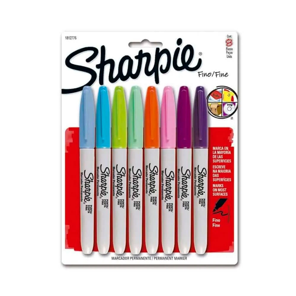 SET MARCADORES PERMANENTES PUNTA FINA 8 COLORES FASHION SHARPIE1