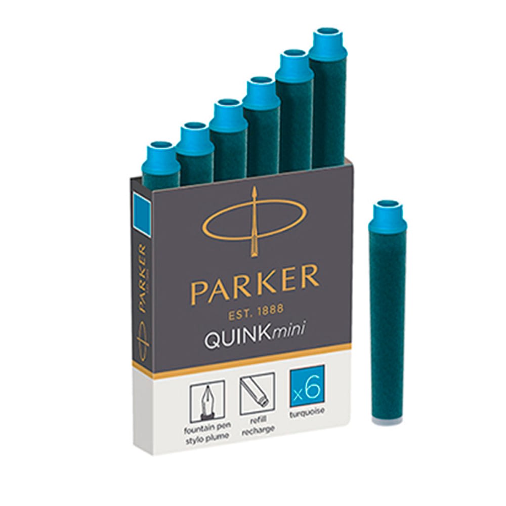 CARTUCHOS DE TINTA QUINK MINI TURQUESA (6UN) PARKER1