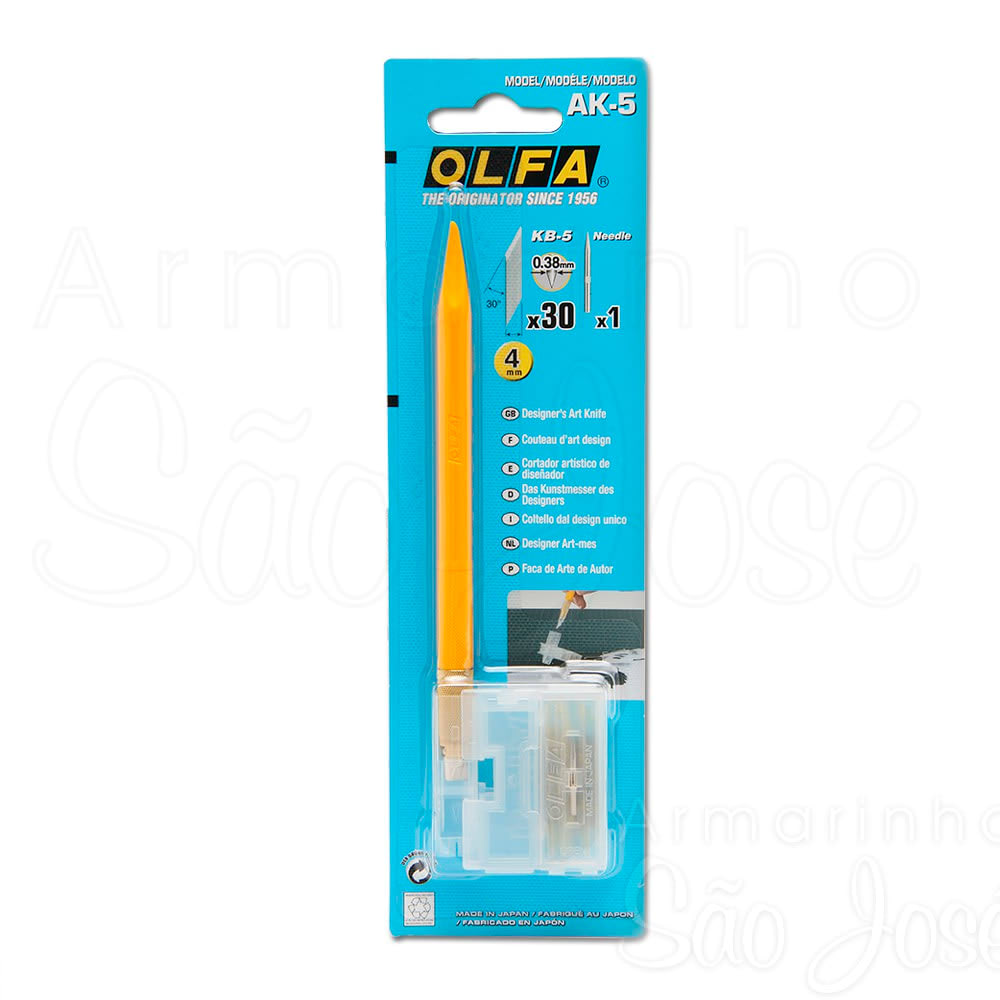CUCHILLO BISTURÍ AK-5 TIPO LÁPIZ 30° + 30 REPUESTOS OLFA3
