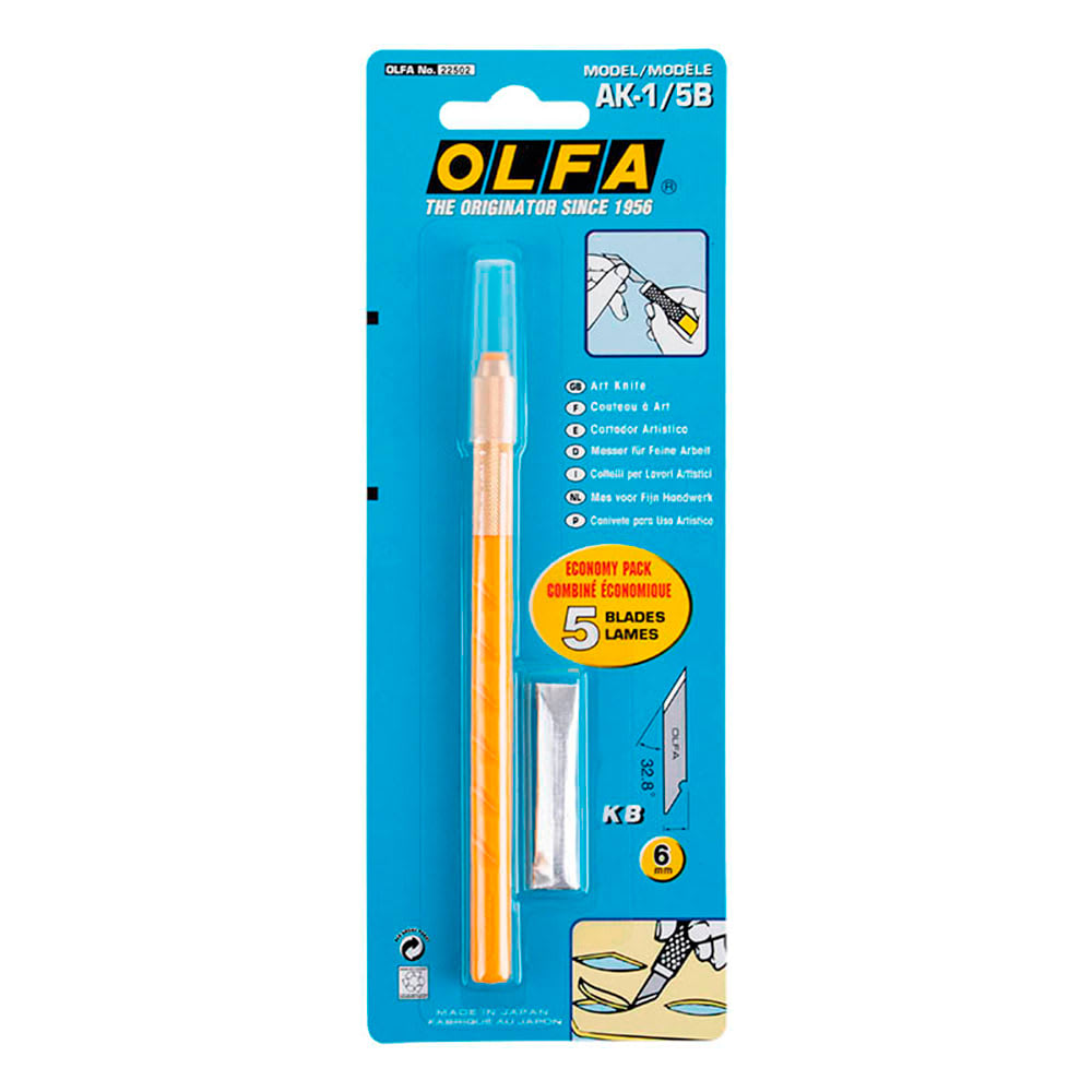 CUCHILLO BISTURÍ AK-1/5B TIPO LÁPIZ 32.8° + 5 REPUESTOS OLFA3