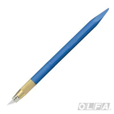 CUCHILLO BISTURÍ AK-5L TIPO LÁPIZ 30° CELESTE + 5 REPUESTOS OLFA1