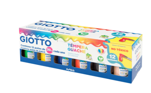 TÉMPERA GUACHE 20ML 12 COLORES GIOTTO1