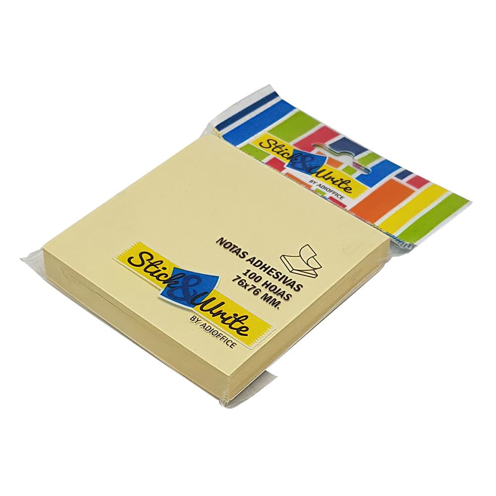 NOTAS ADHESIVAS 76X76MM AMARILLO PASTEL 100HJ STICK&WRITE1