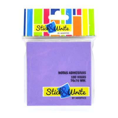 NOTAS ADHESIVAS 76X76MM LILA 100HJ STICK&WRITE1