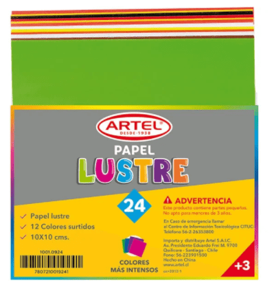 PAPEL LUSTRE 10X10CM 24HJ ARTEL1