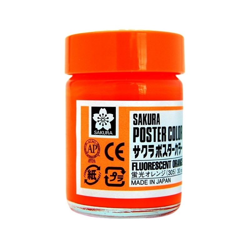 TEMPERA SAKURA PROFESIONAL POSTER COLOR 30 ML NARANJA FLUORESCENTE1