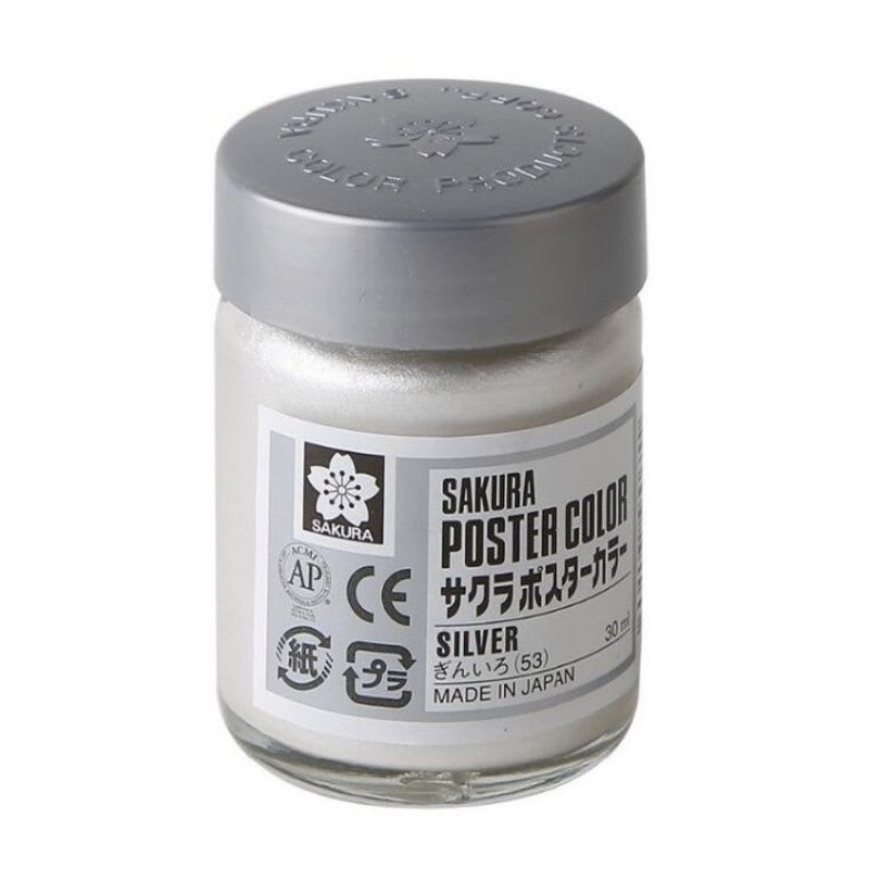 TEMPERA SAKURA PROFESIONAL POSTER COLOR 30 ML PLATA1