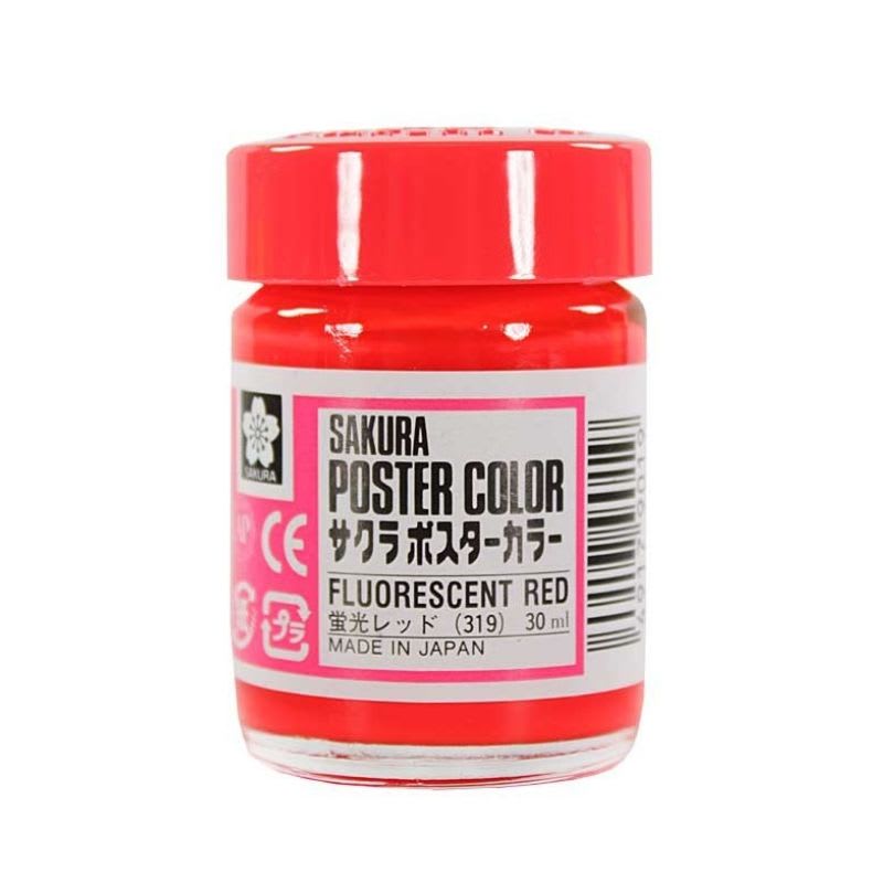 TEMPERA SAKURA PROFESIONAL POSTER COLOR 30 ML ROJO FLUORESCENTE1