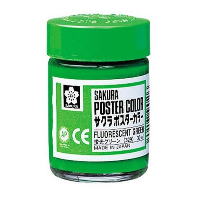 TEMPERA SAKURA PROFESIONAL POSTER COLOR 30 ML VERDE FLUORESCENTE1