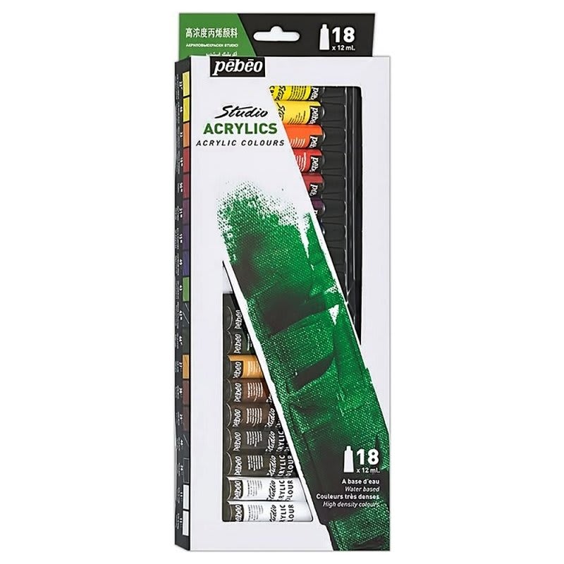 ACRILICO STUDIO 18 COLORES POMOS 12ML PEBEO1