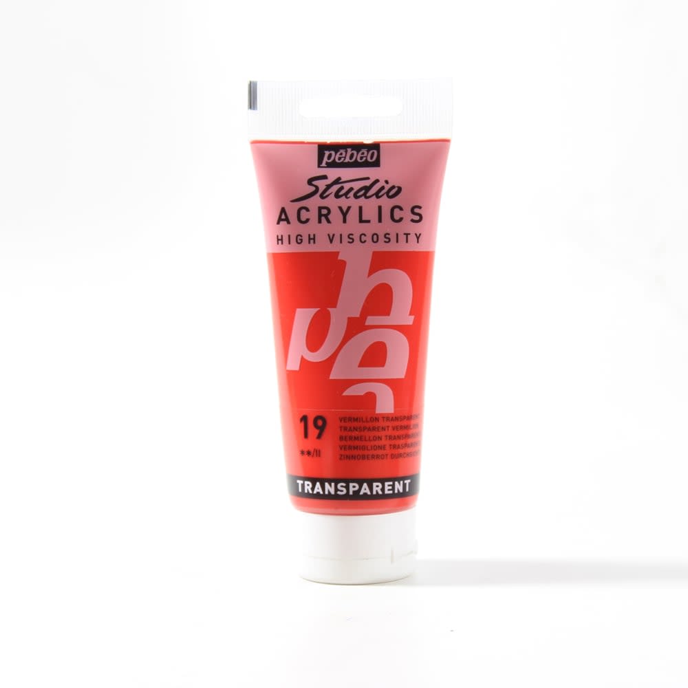 ACRÍLICO 100ML BERMELLÓN TRANSPARENTE (19) PEBEO1