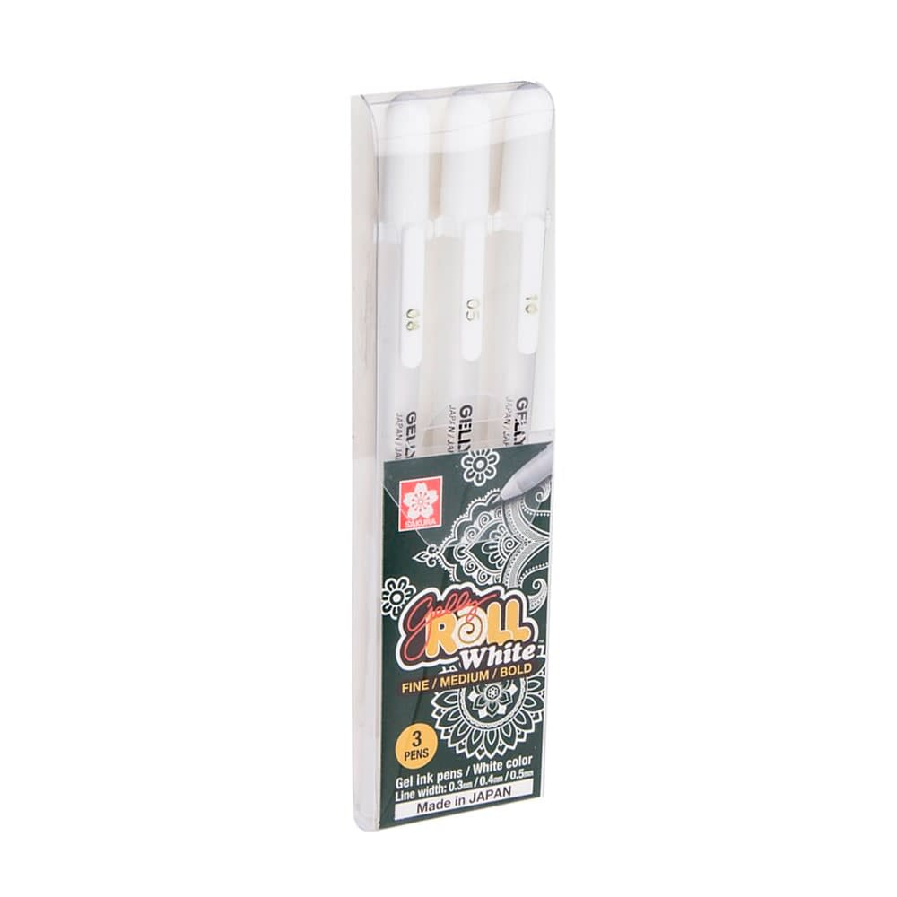 SET 3 GELLY ROLL BLANCO SAKURA FINO/MEDIO/BOLD1