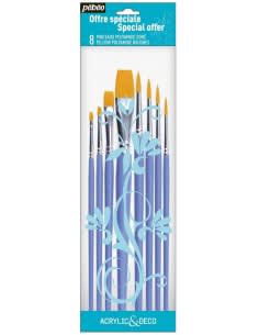 SET 8 PINCELES PLANOS POLIAMIDA DORADA1