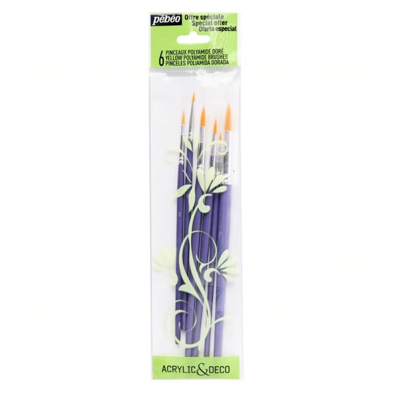 PEBEO SET 6 PINCELES REDONDOS DORADO1
