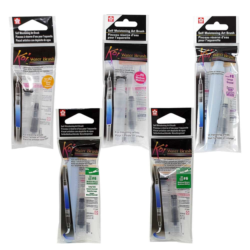 PINCEL DE AGUA SAKURA RECARGABLE KOI WATERBRUSH PUNTA M N°6. BARRIL CORTO 4ML1