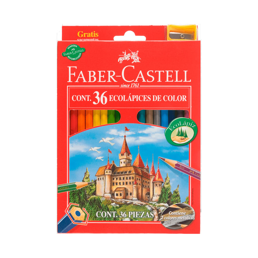 ECOLÁPICES 36 COLORES + SACAPUNTAS FABER-CASTELL1