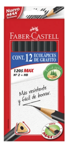 LÁPICES GRAFITOS TRIANGULARES Nº2 HB (12UN) FABER-CASTELL1