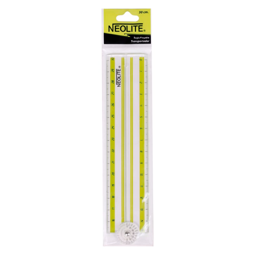 REGLA PLÁSTICA PLEGABLE / TRANSPORTADOR 15CM NEOLITE1