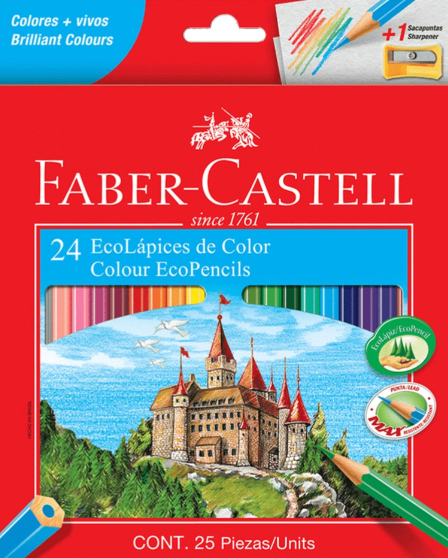 ECOLÁPICES 24 COLORES + SACAPUNTAS FABER-CASTELL1