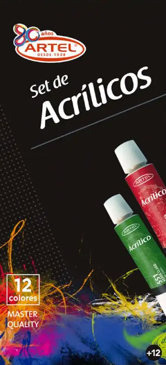 SET DE ACRÍLICOS 12ML 12 COLORES ARTEL1