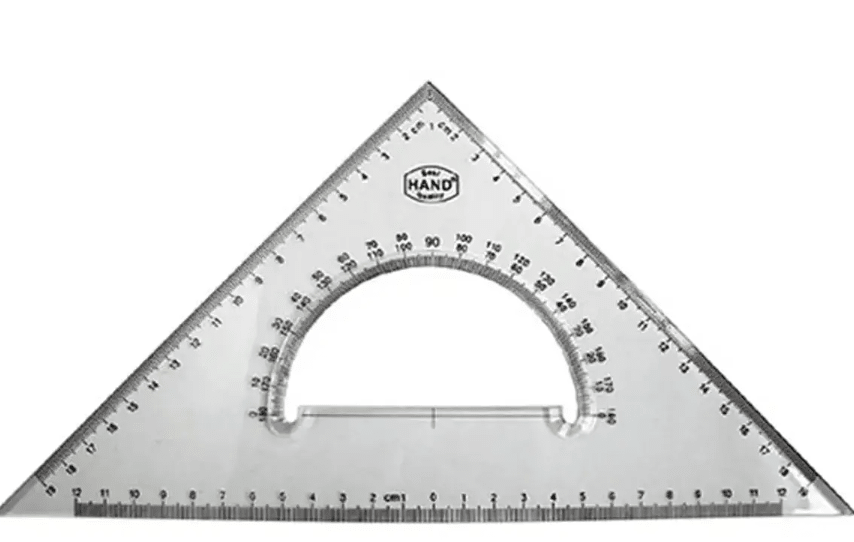 ESCUADRA 45° PLÁSTICA C/ TRANSPORTADOR 30CM HAND1