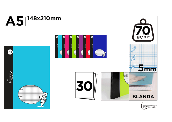 CUADERNO CUARTILLA 5MM 70G 30HJ1