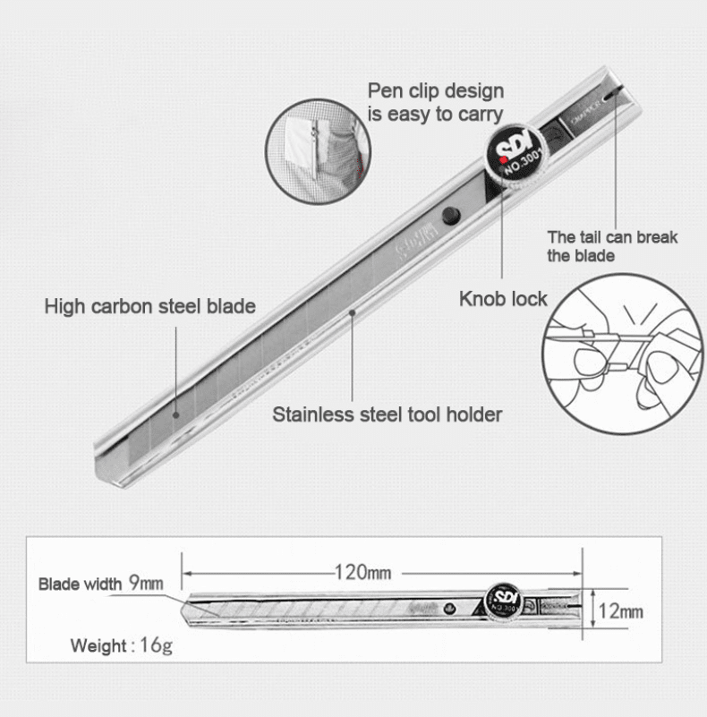 CUCHILLO CARTONERO METALICO 9MM BLOQUEO MANUAL CON PERILLA1