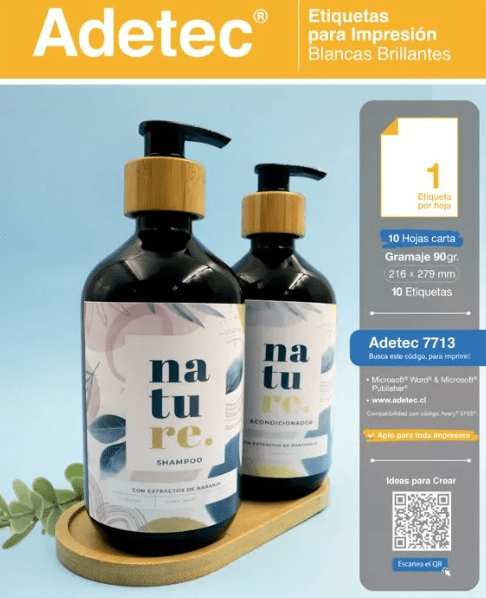ETIQUETAS AUTOADHESIVAS PARA IMPRESIÓN 90G BLANCAS BRILLANTES CARTA (10UN)1