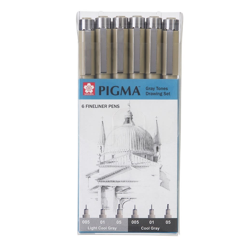 SET TIRALÍNEAS PIGMA MICRON TONOS GRISES FRÍOS (6UN) SAKURA1