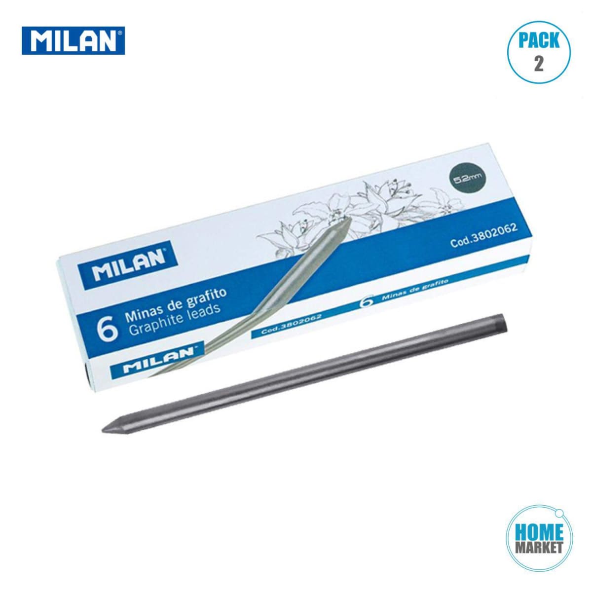 MINA 5.2MM GRAFITO B X UNIDAD2