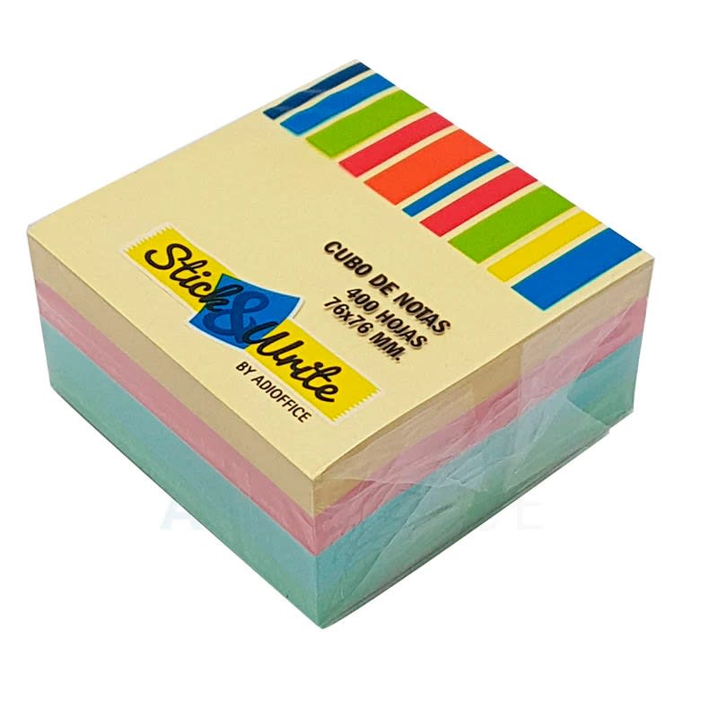 NOTAS ADHESIVAS 76X76MM MIX PASTEL 400HJ STICK&WRITE1