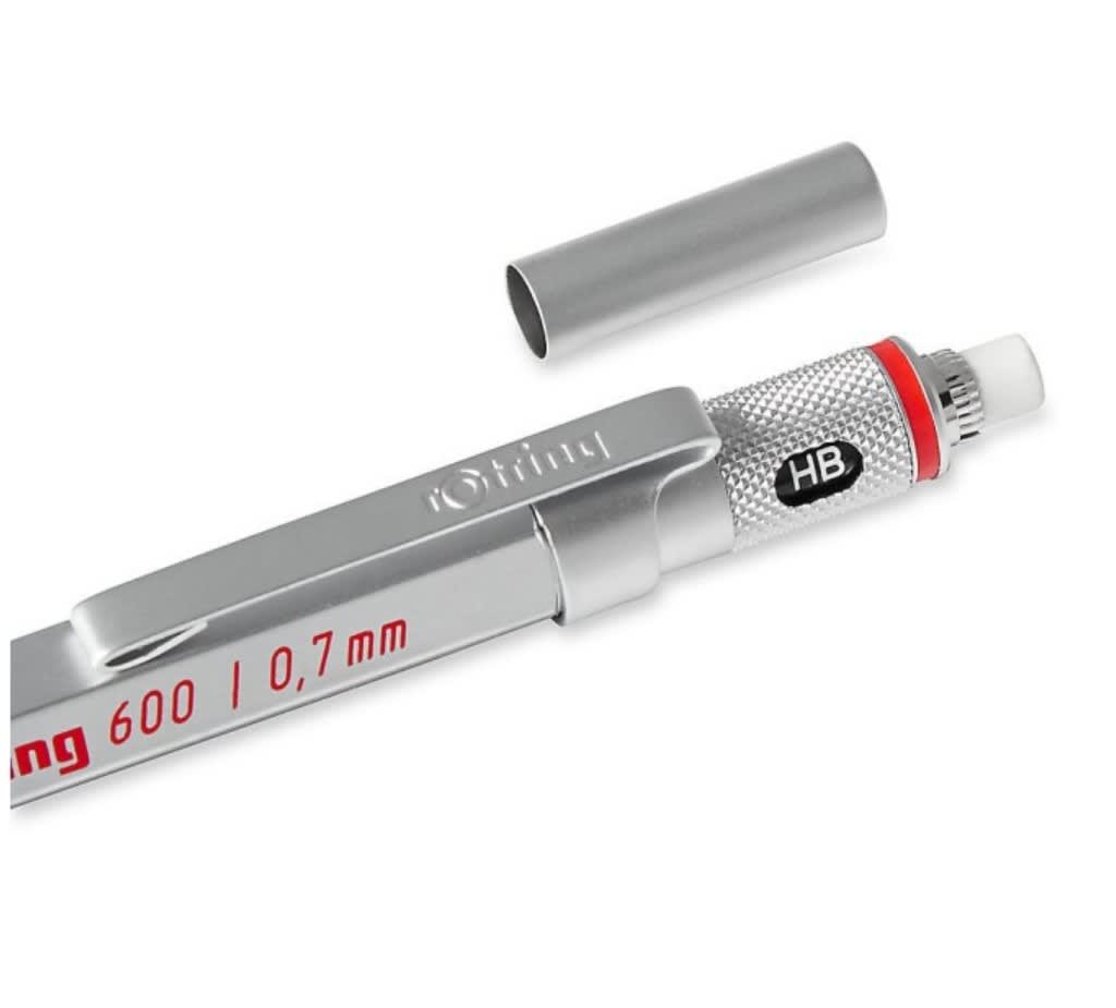 PORTAMINAS 0.7MM 600 METÁLICO PLATA ROTRING3