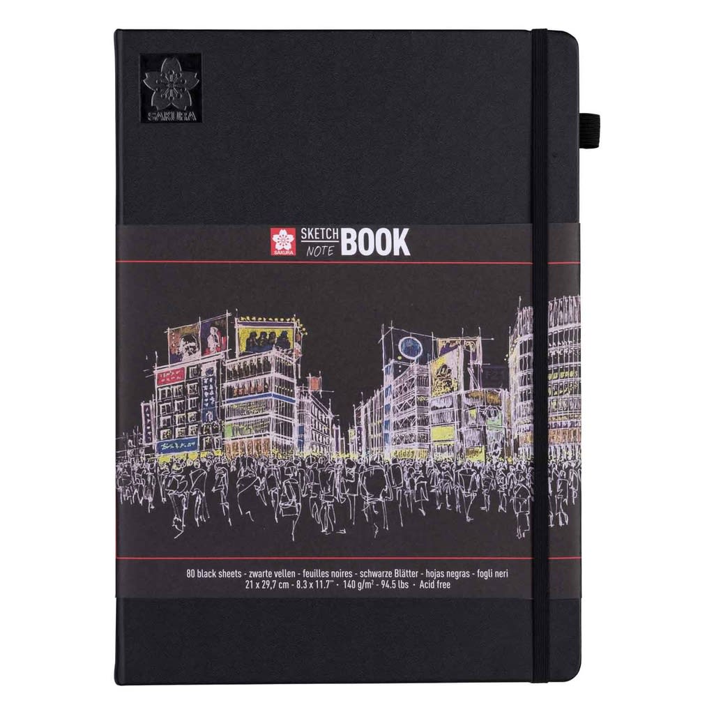 SKETCHBOOK PAPEL NEGRO 140G 21X30CM (A4) 80HJ SAKURA1