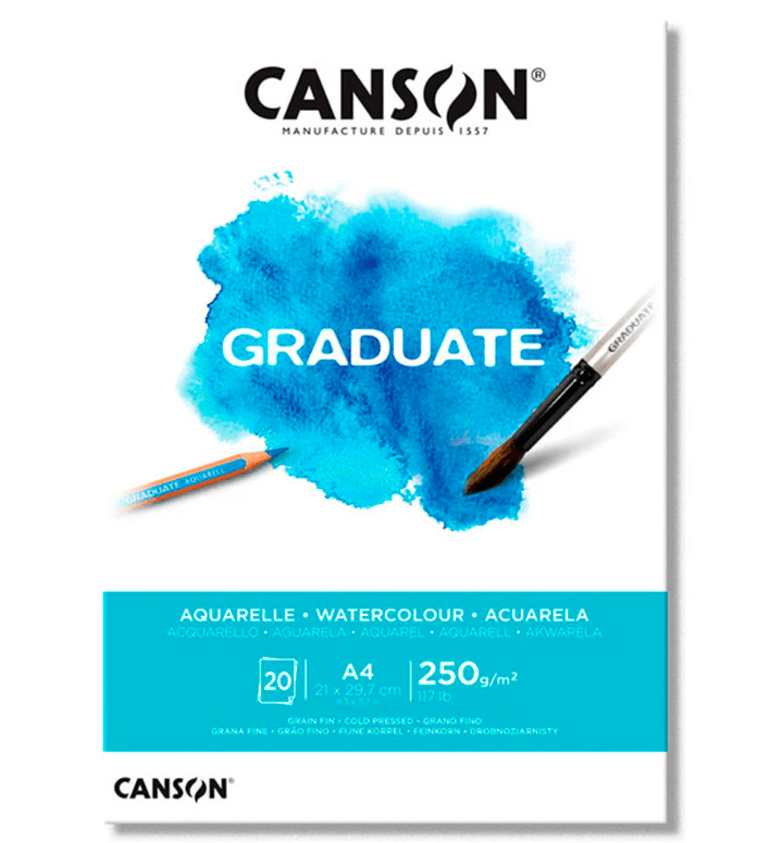 BLOCK GRADUATE ACUARELA 250G A4 20HJ CANSON1