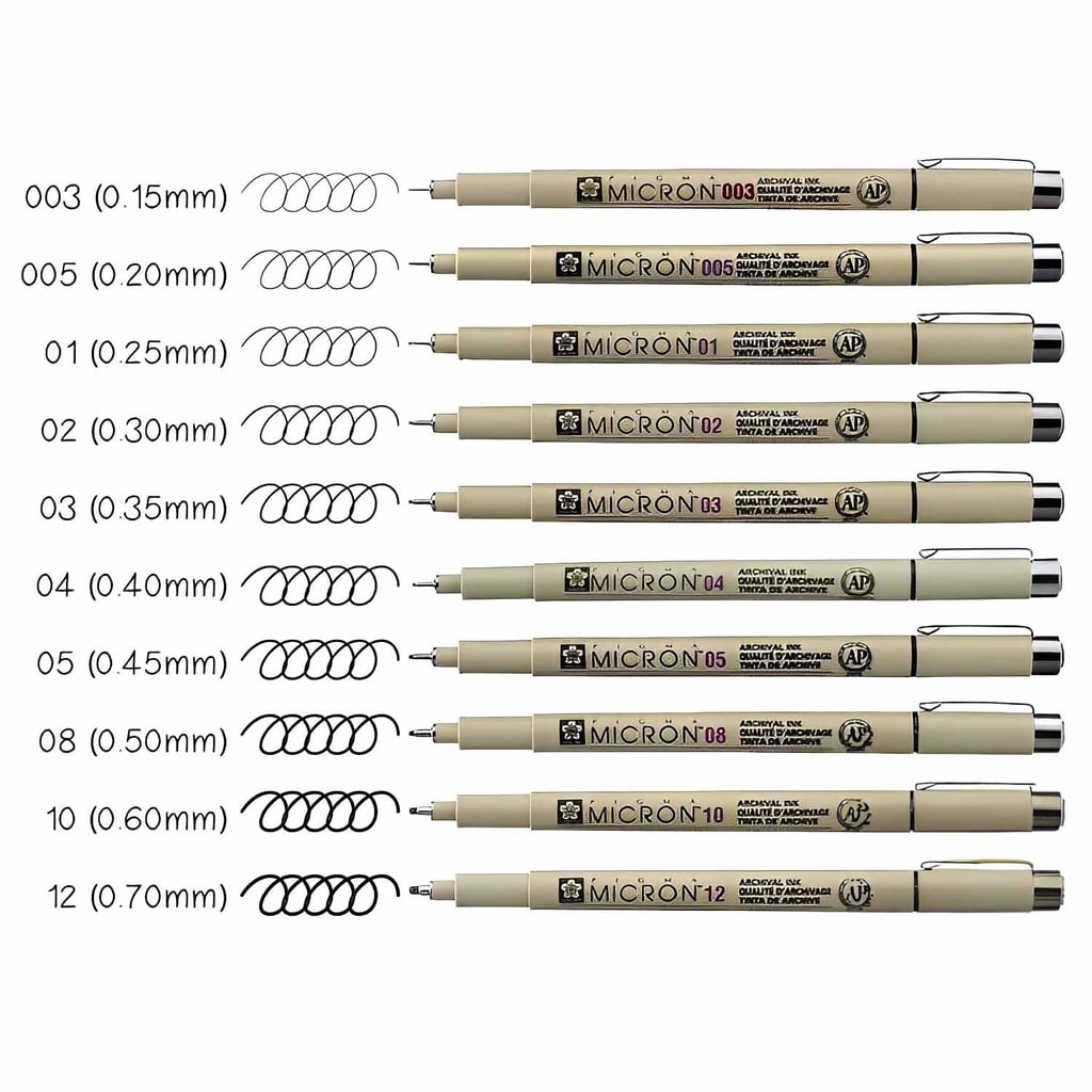 SET DE TIRALÍNEAS PIGMA MICRON BLACK (10UN) SAKURA2