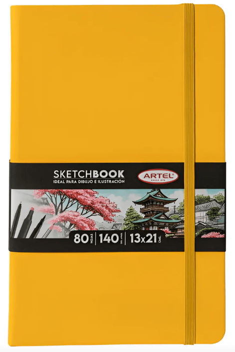 SKETCHBOOK 13X21 CM 140 GRS 80 HOJAS AMARILLA1