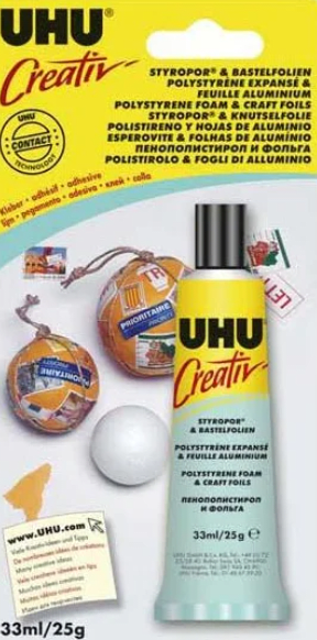 PEGAMENTO CREATIV POLIESTIRENO Y HOJAS DE ALUMINIO 25G/33ML UHU1