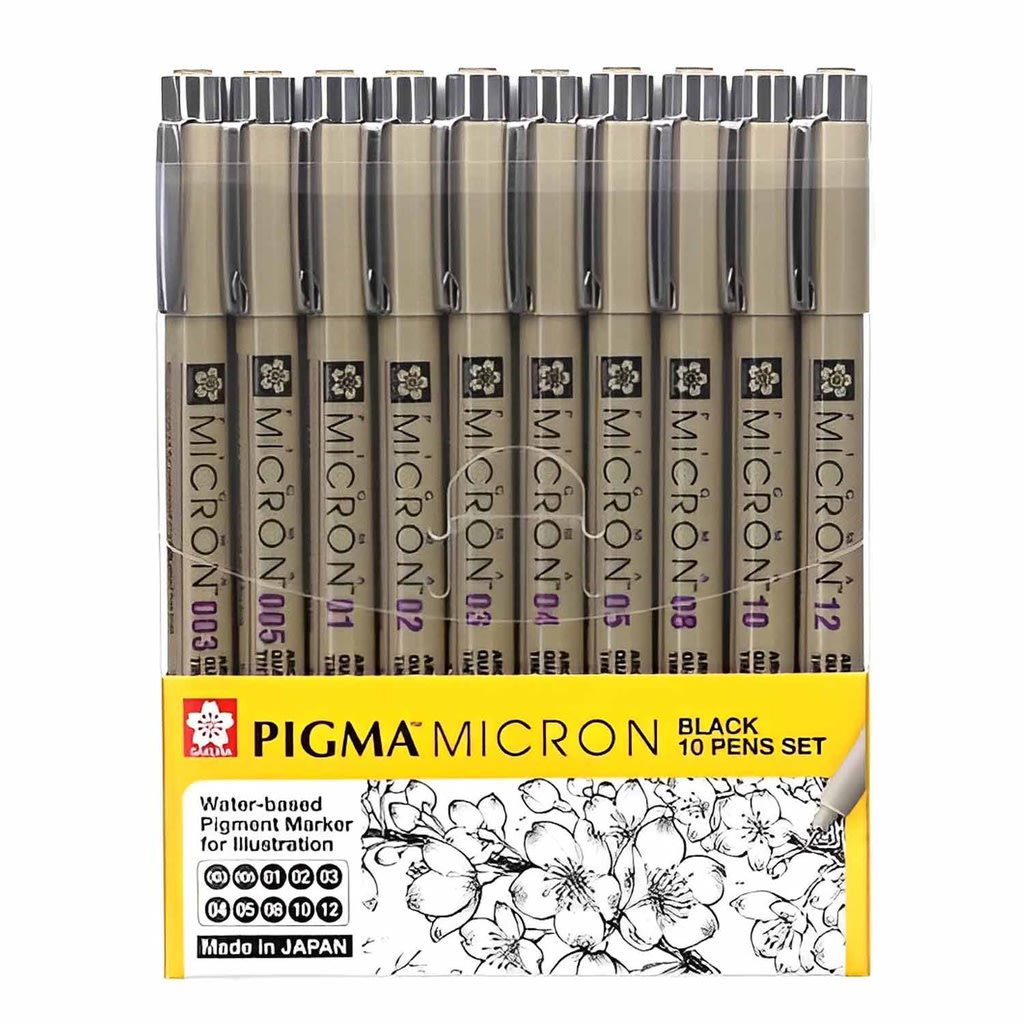 SET DE TIRALÍNEAS PIGMA MICRON BLACK (10UN) SAKURA1