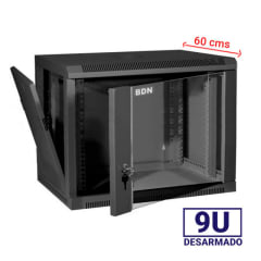 GABINETE RACK 9U BDN 60CM PARED NEGRO