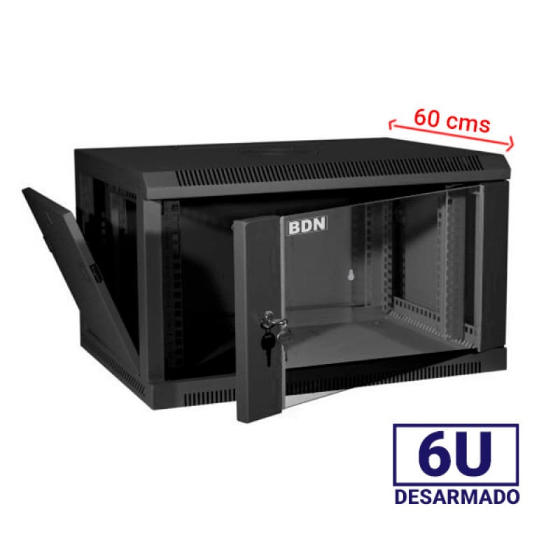 GABINETE RACK 6U BDN 60CM PARED NEGRO1