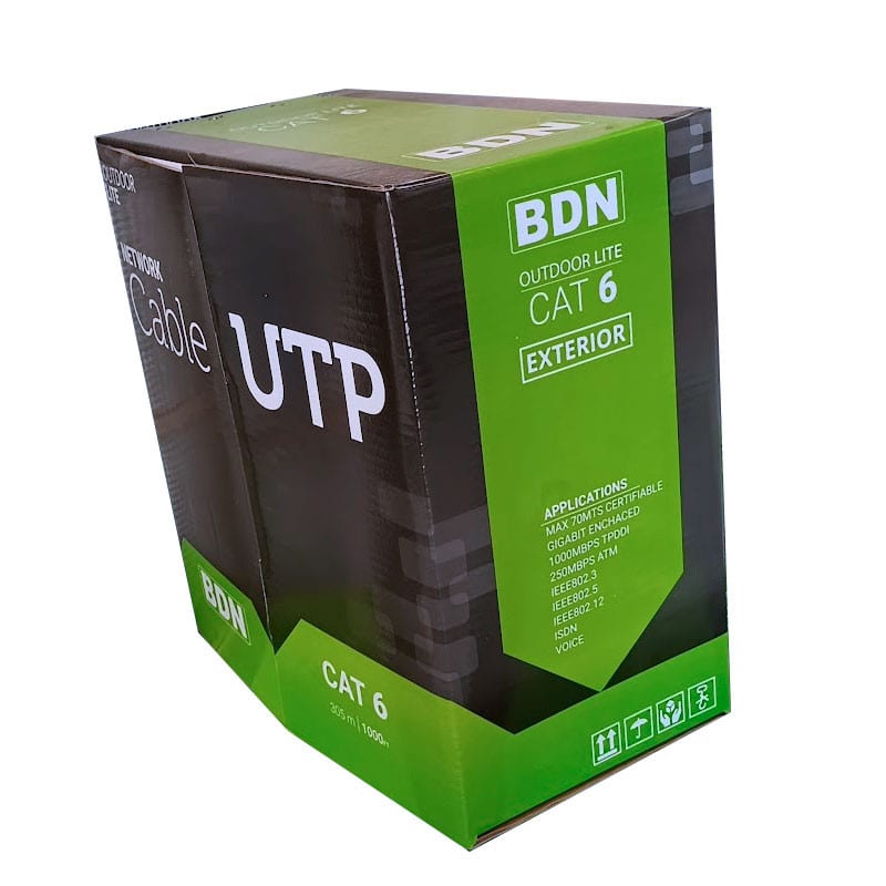 RT CABLE U-UTP CAT6 EXTERIOR COBRE 23AWG NEGRO 305M1
