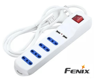 Alargador 4 tomas c/interruptor 2 toma USB 1.5 metros Fenix